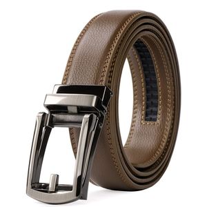 Mens Leather Ratchet Adjustable Dress Belt Brown